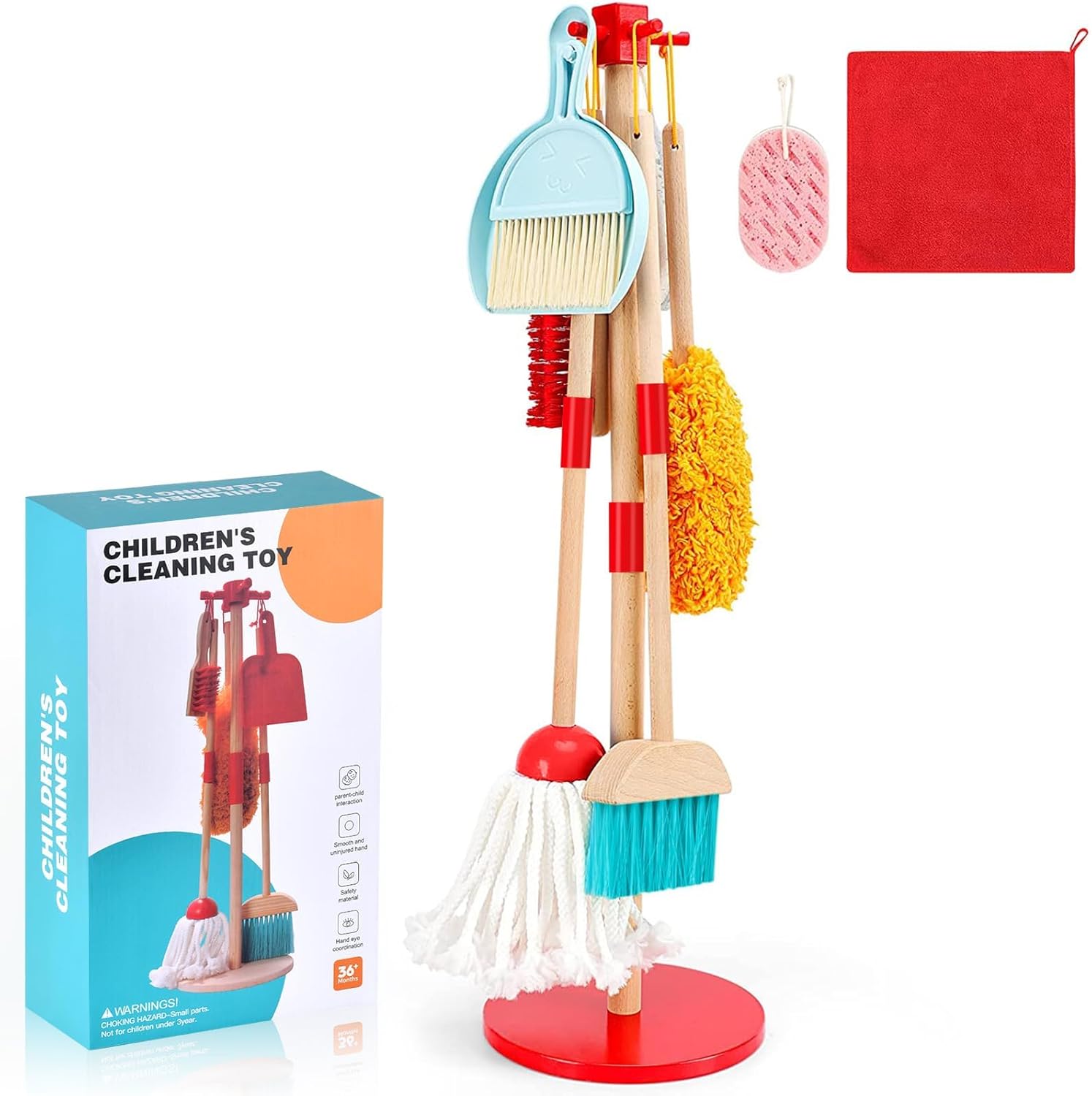 Set de Limpieza Infantil de Madera – 9 Piezas para Niños de 3 a 6 Años
