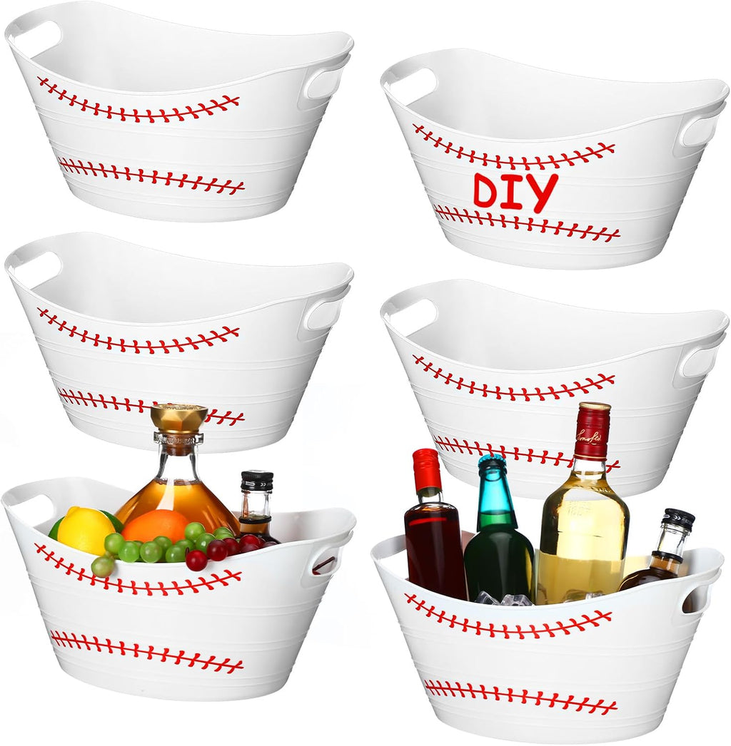 Baldes de Hielo Plásticos Teenyyou Set de 6 – 4.5L, Diseño Béisbol, Con Asas | Fiestas y Eventos de Verano