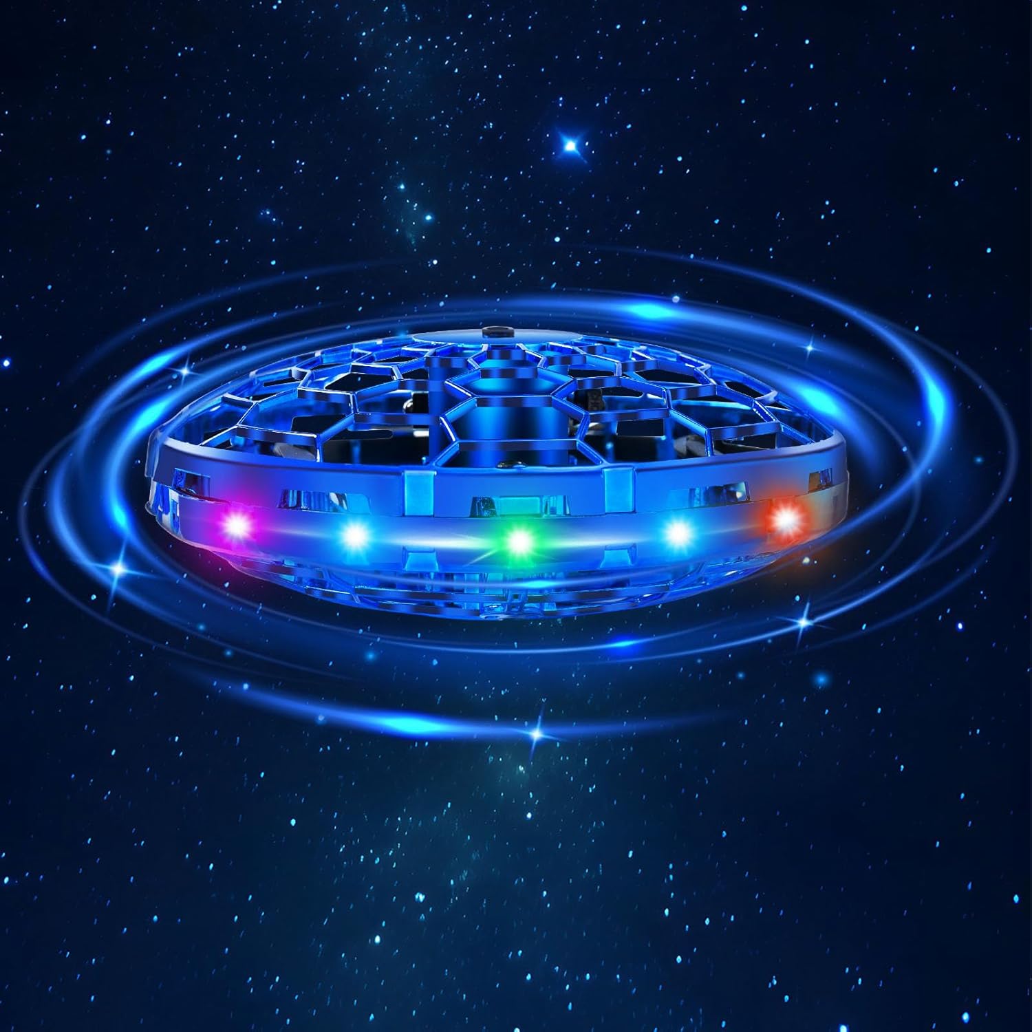 Hand Operated Flying Toy Drone for Kids, 360Â° Hands Free Motion Sensors Mini Drone with Cool LED Lights, Easy Indoor Small UFO Toy Flying Ball Drone for 6 7 8 9 10+ Year Old Boys and Girls (Blue)