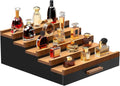 Organizador de colonias de madera Zaldia para hombre, 5 niveles, expositor de perfumes con cajón y 2 compartimentos ocultos, mayor espacio de almacenamiento, estante organizador de perfumes para hombre, regalo para hombre (5T-Nogal negro)