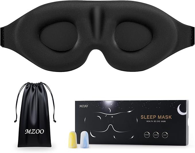 Máscara de dormir de lujo MZOO para hombres y mujeres que duermen de lado, máscara de dormir 3D sin presión en los ojos, máscara de noche con bloqueo de luz y diseño patentado, suave cubierta
