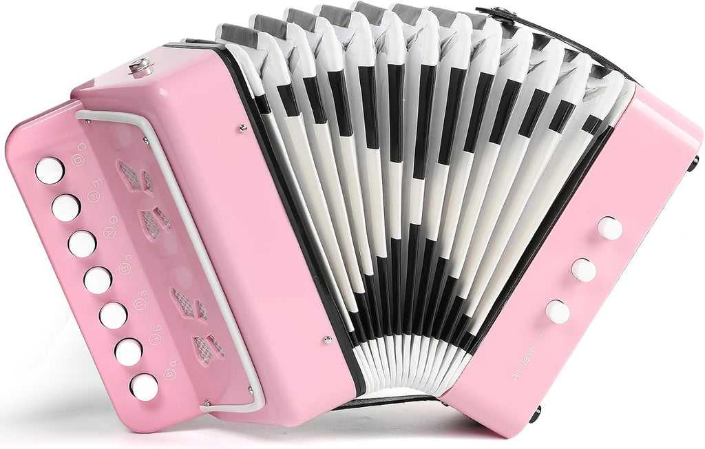 Acordeón Infantil de 10 Teclas | Diseño de Caballo con Botones | Mini Instrumento Musical para Niños Rosa Claro
