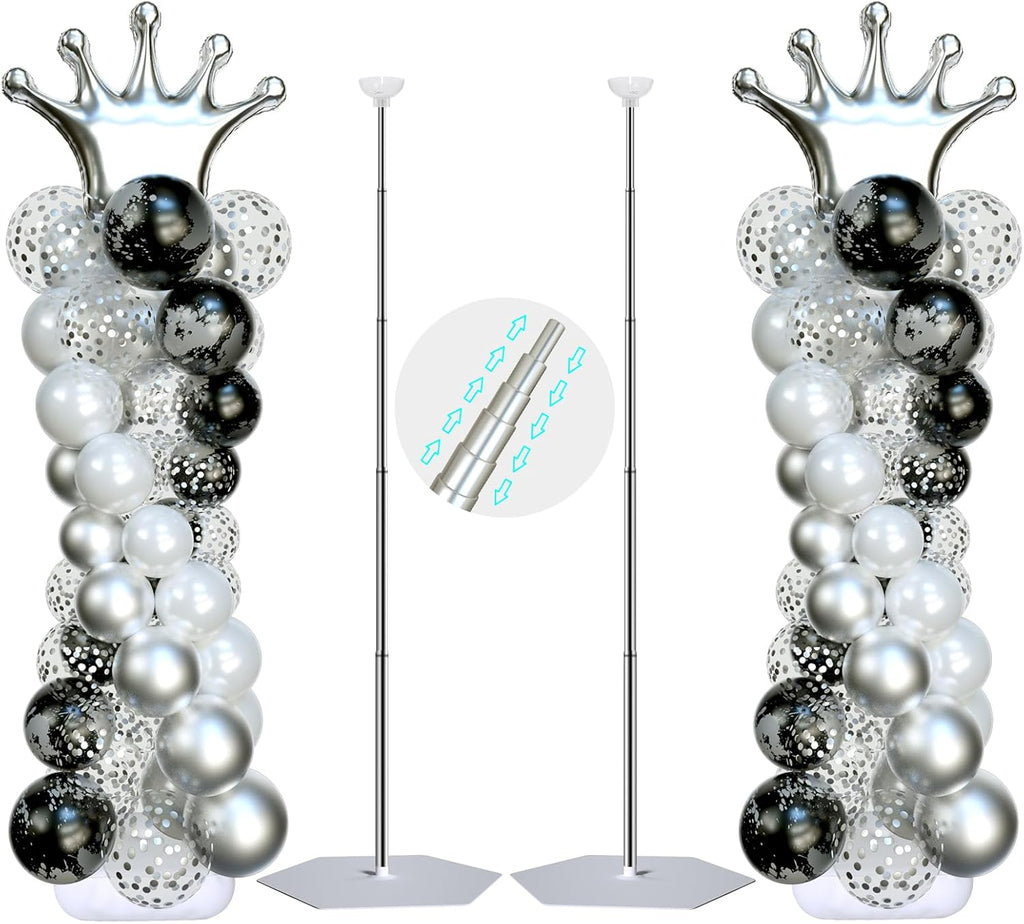 Kit de Arco de Globos SINBEE – Columna Metálica Ajustable 7 Pies (Paquete de 2)