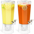 Dispensador de bebidas Lifewit de 1 galón para fiestas, 2 unidades, recipiente de plástico de 4 litros con soporte para jugo, té, refrescos y limonada, jarra de agua transparente con grifo para bar de mimosas, 39 x 16 cm/15 x 6 pulgadas.