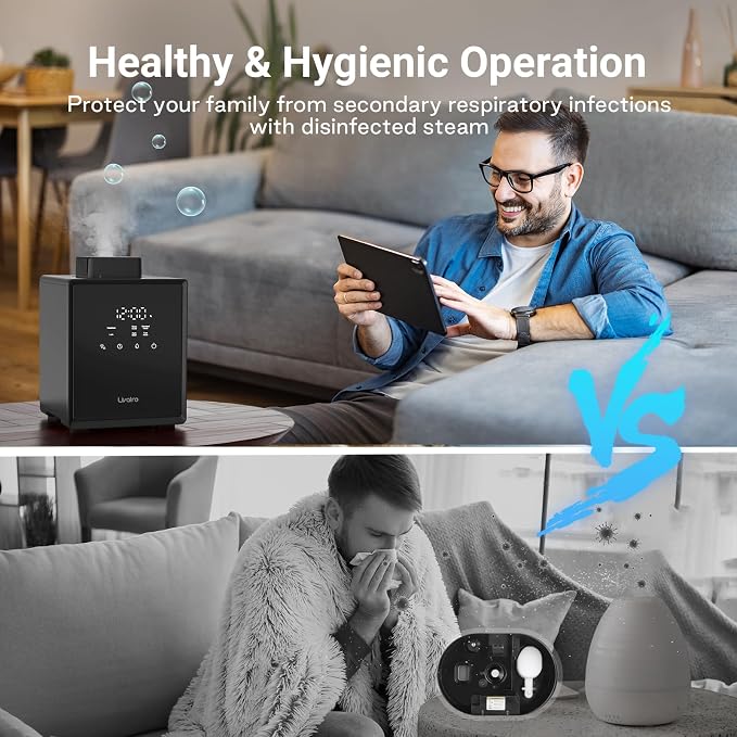 Humidificador Livatro de Acero Inoxidable 3L — Vapor Cálido con Modo Silencioso y Apagado Automático