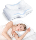 Osteo Almohada cervical para aliviar el dolor de cuello, diseño hueco, almohadas de espuma viscoelástica sin olor con funda de enfriamiento, almohada ortopédica ajustable para dormir