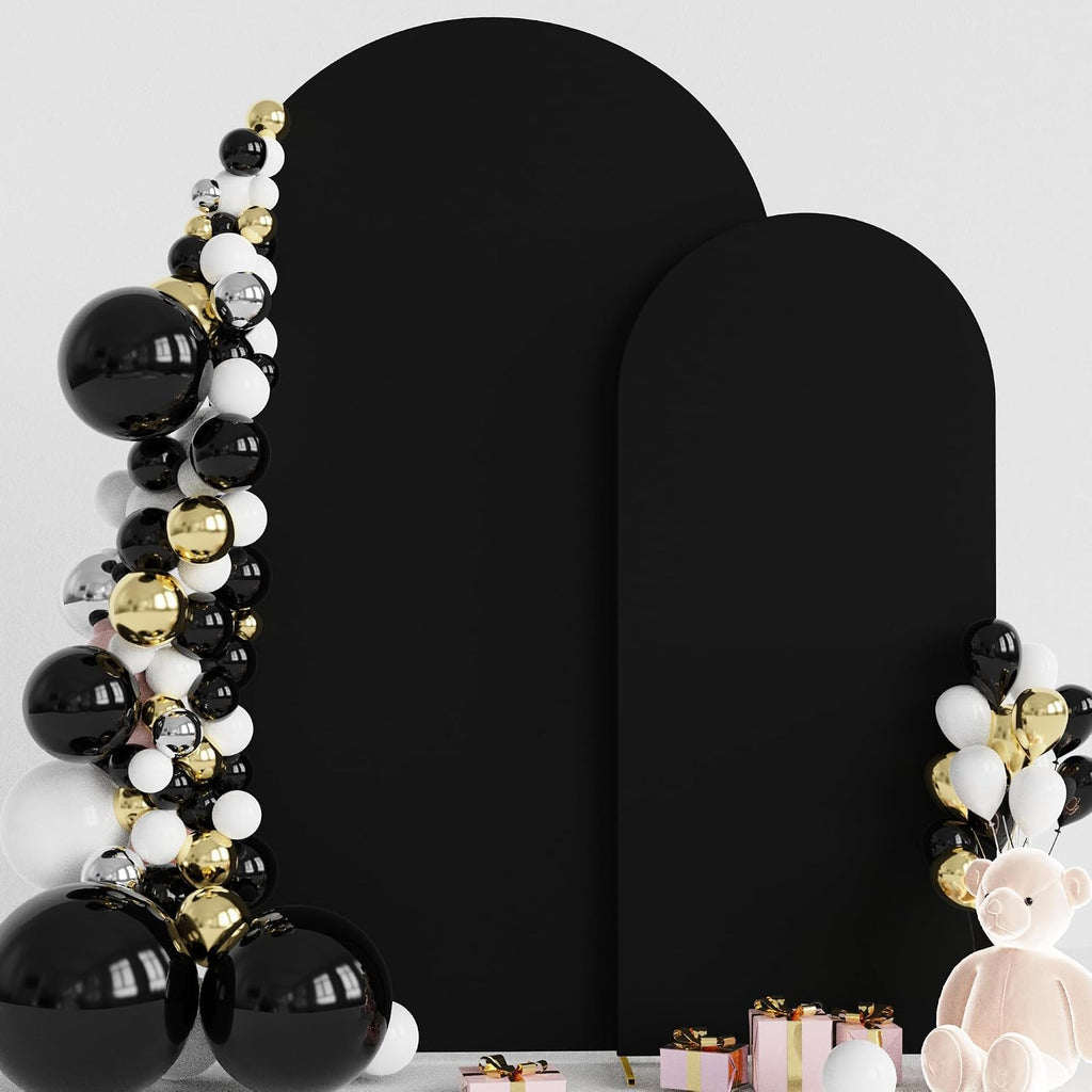 Wokceer Cubierta para Arco de Boda 7.2 pies | Spandex Ajustado, Set de 2 para Soporte Redondo Chiara | para Cumpleanos, Ceremonias y Banquetes (Negro)