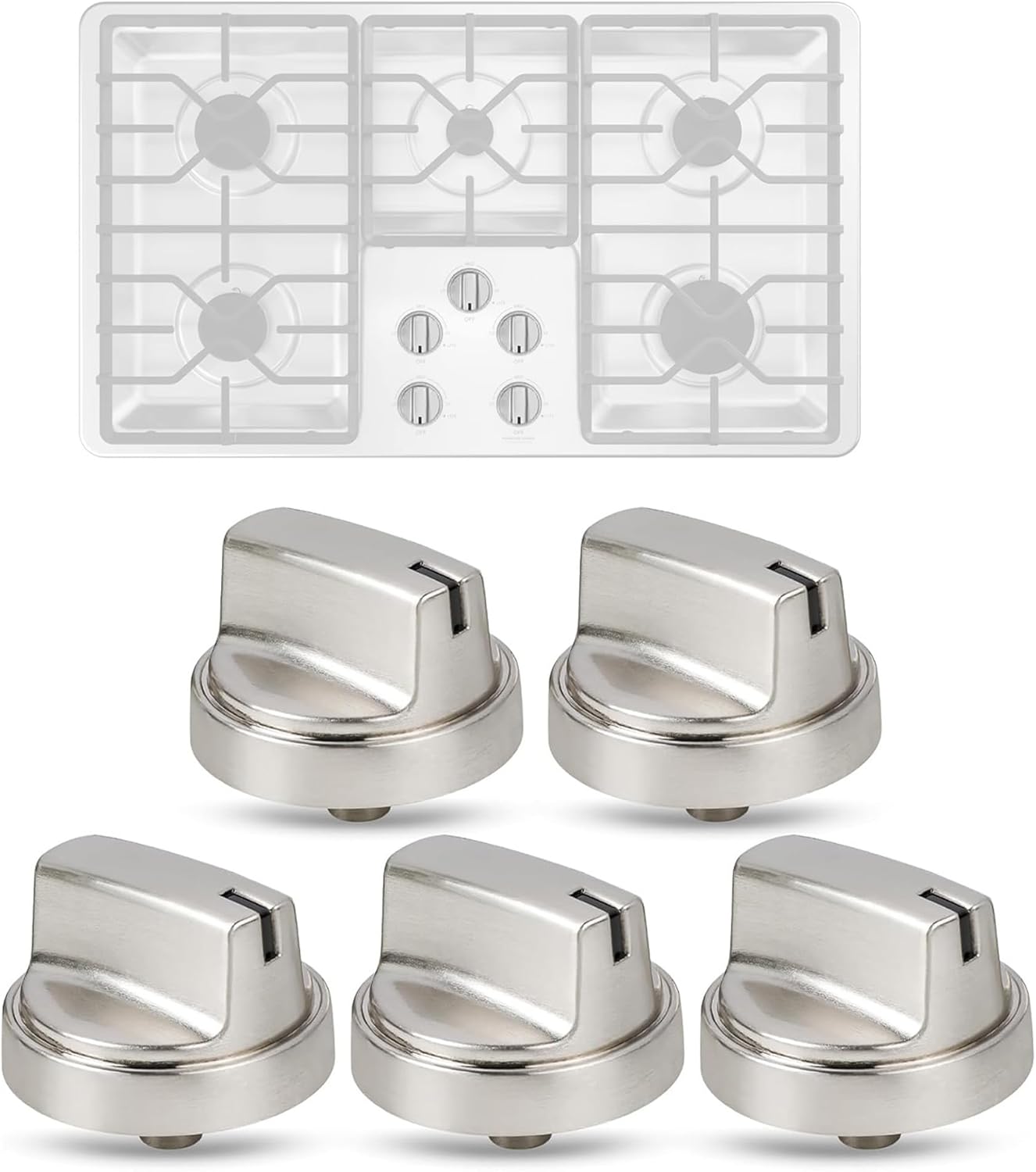 5Pcs Upgraded WB03X29300 Gas Stove Knobs for GE Range Surface Burner Knob, Gas Range Knobs Replacements for JGP3030SL1SS JGP3030SL2SS Cooktop Knob Replace for GE Part Number AP6301265 4585904