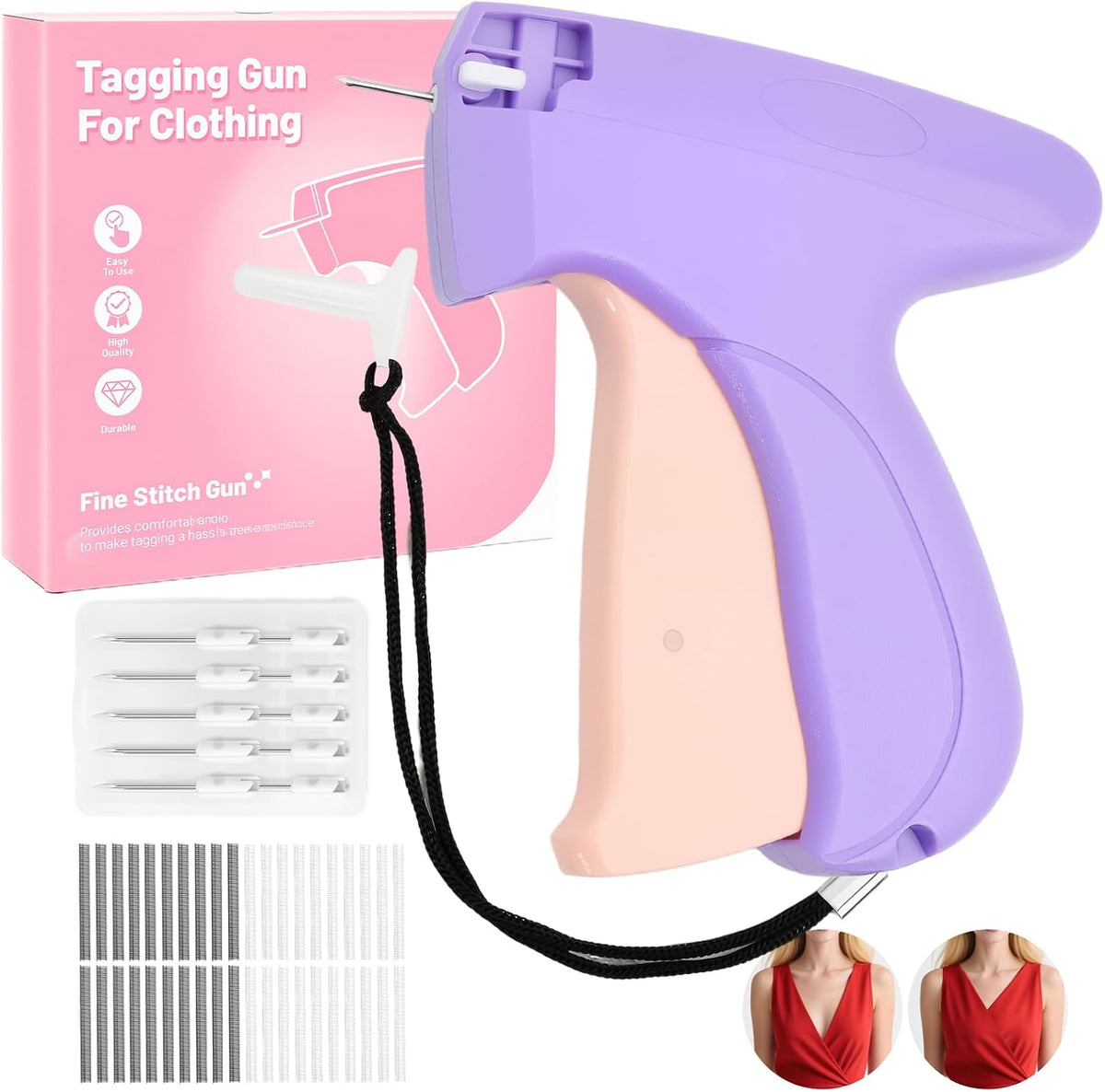 AKEEH Pistola de Etiquetado Manual Púrpura y Rosa | Mini Kit de Costura ( CONTIENE 5 AGUJAS Y DOS PAQUETES PLASTICOS ARTICULO VIENE COMO SE MUESTRA EN LA SEGUNDA IMAGEN )