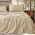 Shilucheng 100% Egyptian Cotton King Size Sheets Set - 1000 Thread Count，Luxury Cotton Bed Sheets，Breathable & Cooling Bedding and Pillow Cases, 16 Inch Deep Pocket - 4 Piece (Beige, King)