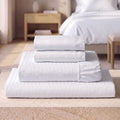 Juego de sábanas Mellanni King - 4 piezas Colección Icónica - Lujo hotelero, extra suaves, sábanas refrescantes - Resistentes a arrugas, decoloración y manchas (King, blanco a rayas)