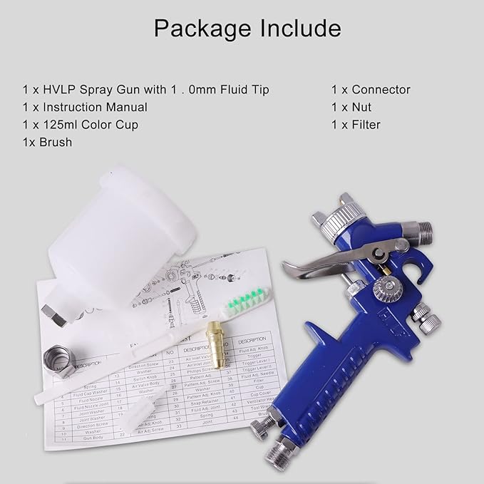 Mini pistola pulverizadora, pistola de aire comprimido de 125 cc con depósito para pintura, boquilla de 0,8 mm/1,0 mm para piezas de automóviles, muebles, vallas, herramienta ideal