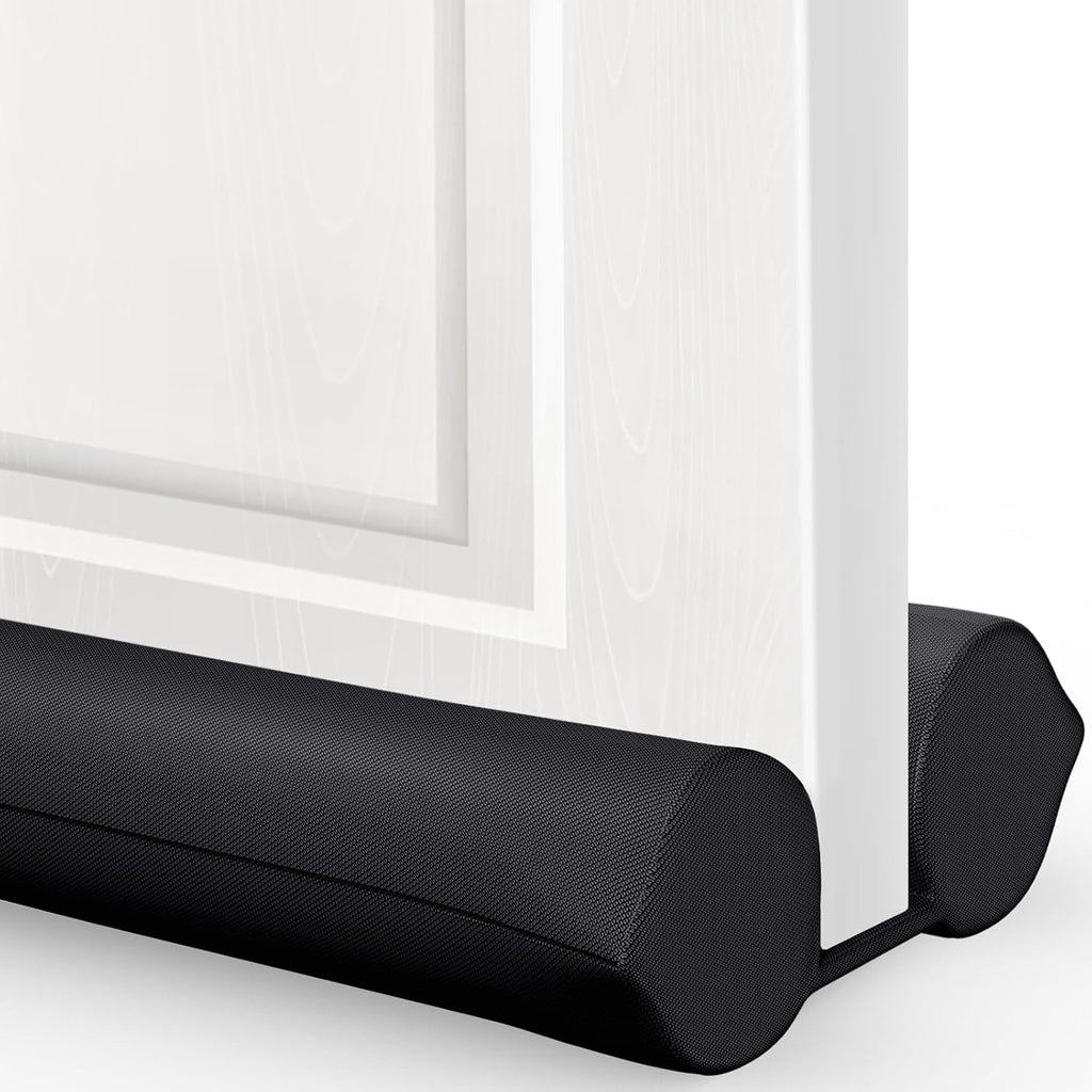 Burlete inferior para puerta Comfyanno - Sello y relleno de huecos para la parte inferior de la puerta - Se adapta a puertas de 76 cm a 91 cm, bloquea el ruido, el sonido, el aire, los insectos y el polvo, fácil de instalar, bloqueo de doble cara, negro