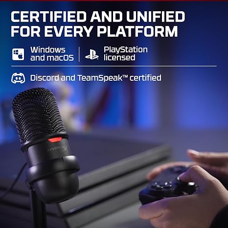 HyperX SoloCast - Micrófono condensador USB con sensor táctil para silenciar, para gaming, streaming, podcasts, Twitch, YouTube, Discord - Negro