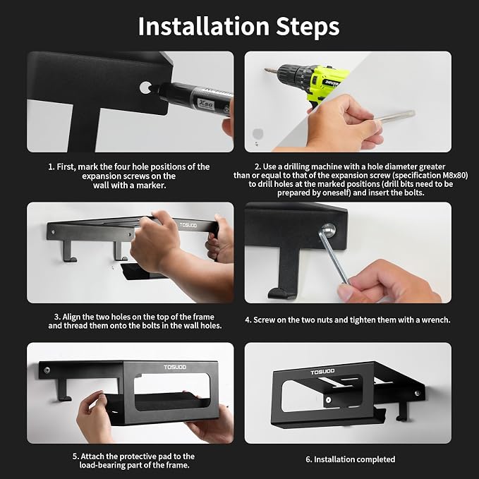 Soporte de pared para bicicleta y soporte de pared para bicicleta, perchas resistentes para bicicleta, con estante y ganchos para casco, zapatos, bomba, capacidad de 33.1 lbs, se adapta a bicicletas de montaña/carretera