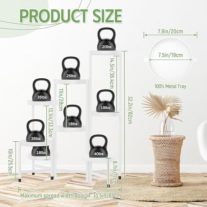 iDavosic.ly Soporte para plantas de 8 niveles para interiores y exteriores de fácil armado, estantería plegable alta de metal para exhibición de orquídeas para patio, balcón, porche, color blanco