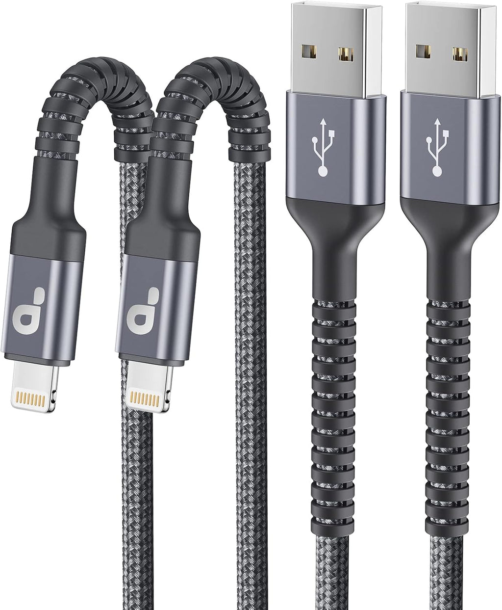 Cable de carga para iPhone (paquete de 2), 1,8 m (6 pies), cable Lightning trenzado de nailon, [certificado Apple MFi], carga rápida, compatible con iPhone 14, 13, 12, 11 Pro Max, XR, XS, X, 8, 7, 6 Plus, iPad y más.