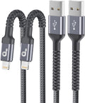 Cable de carga para iPhone (paquete de 2), 1,8 m (6 pies), cable Lightning trenzado de nailon, [certificado Apple MFi], carga rápida, compatible con iPhone 14, 13, 12, 11 Pro Max, XR, XS, X, 8, 7, 6 Plus, iPad y más.