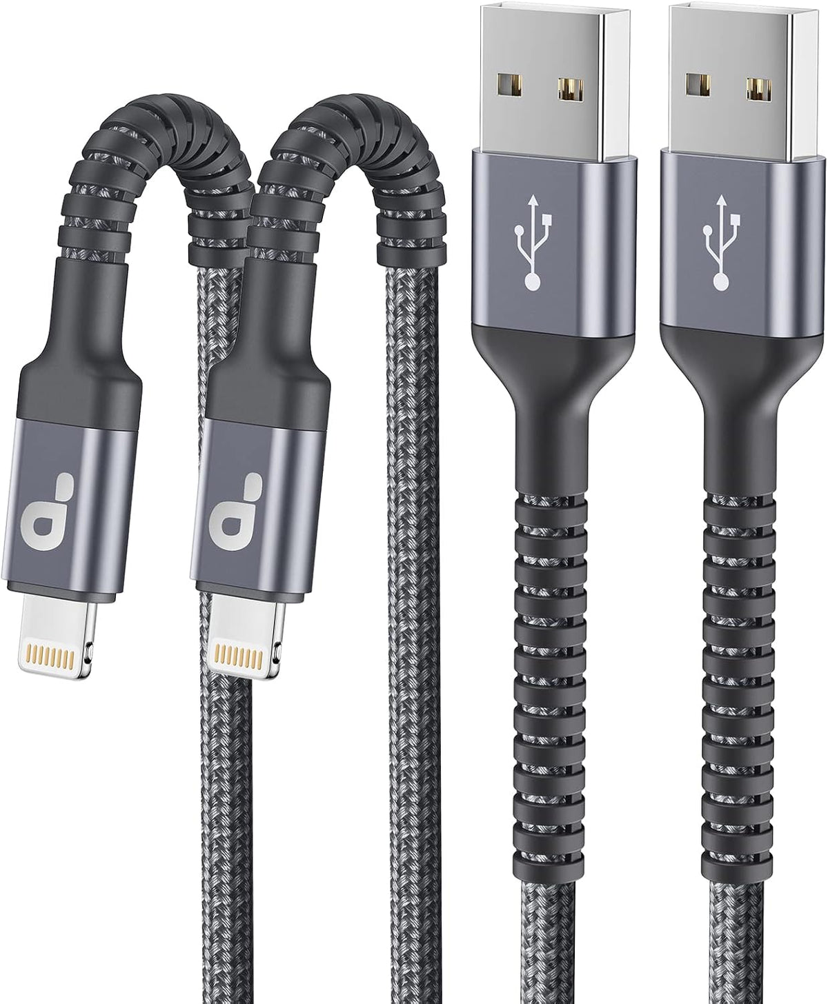 Cable de carga para iPhone (paquete de 2), 1,8 m (6 pies), cable Lightning trenzado de nailon, [certificado Apple MFi], carga rápida, compatible con iPhone 14, 13, 12, 11 Pro Max, XR, XS, X, 8, 7, 6 Plus, iPad y más.