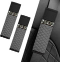 Surosha 2 fundas para cinturón de seguridad de coche, cojín para cinturón de seguridad, almohadillas de cuero transpirables para los hombros que protegen el cuello, accesorios para coche (negro y gris)