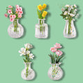 Imanes pequeños y bonitos de ZOYVUX para nevera, pequeños jarrones de cristal con flores, decoración magnética para nevera, cocina, oficina y taquilla (paquete de 5).