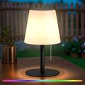 Lámpara de mesa solar inalámbrica uuffoo con LED, regulable en color blanco cálido/RGB, para exteriores, recargable por USB/solar, IP54, ideal para patio, camping, restaurante, jardín, terraza (negra).