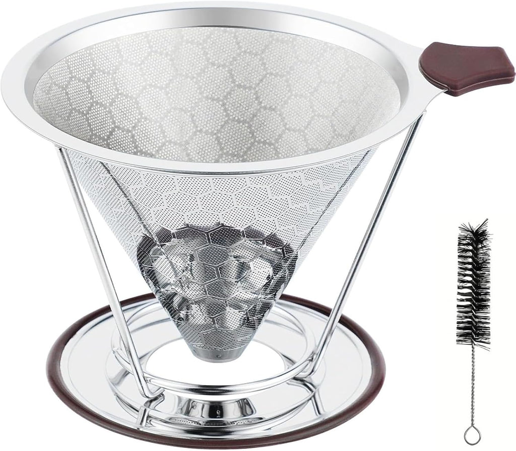 Colador Café Vikuces®800 Malla Reutilizable, Filtro Panal Acero Inoxidable, Para Hario V60 Chemex Tazas, 1-4 Tazas