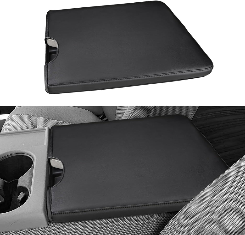 Funda para reposabrazos de consola central INTGET para accesorios Ford F150 2026 2015-2023 2024 2025/para F250 F350 F450 F550 2017-2026 40/20/40 Asiento abatible Tapa de reposabrazos de coche (costuras negras, asiento abatible 2015-2026)