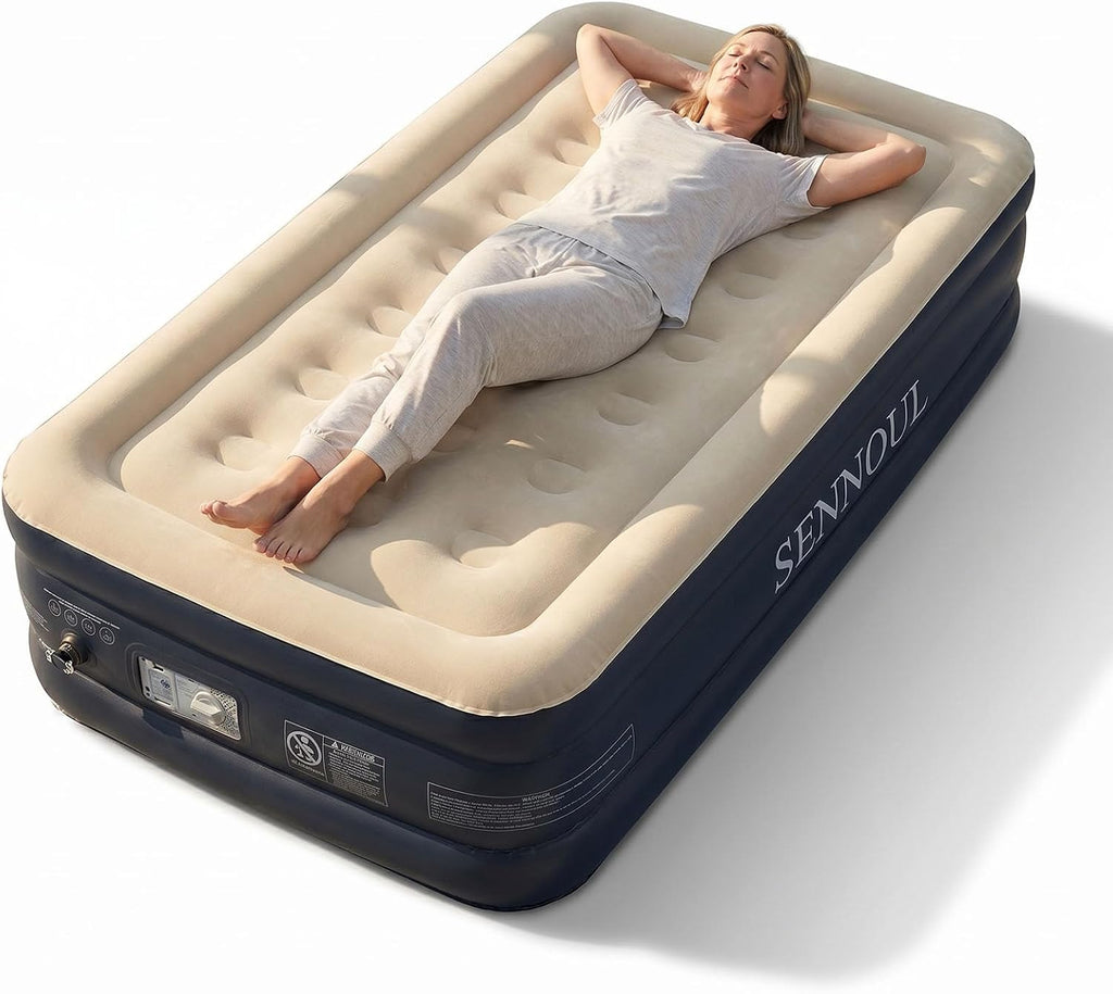 Colchón de aire individual con bomba integrada, cama inflable