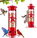 Comedero para Pajaros a Prueba de Ardillas | Activado por Peso | Metal 3LB | Para Cardenales, Arrendajos y Pinzones | Resistente a la Intemperie | Tubular Colgante | Para Jardin y Patio