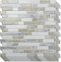 Paneles antisalpicaduras autoadhesivos Art3d de 10 láminas de alta resistencia, impermeables, para cocina y sala de estar, color beige y blanco.