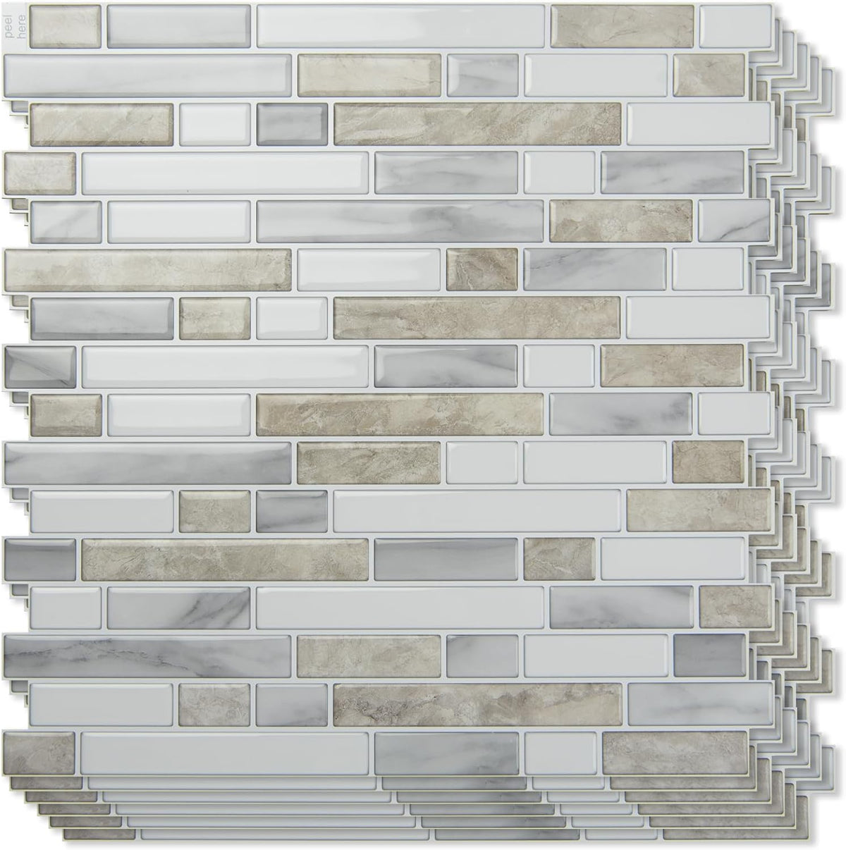 Paneles antisalpicaduras autoadhesivos Art3d de 10 láminas de alta resistencia, impermeables, para cocina y sala de estar, color beige y blanco.