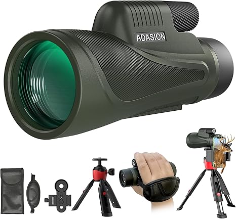 Telescopio Monocular HD 12x56 con Adaptador para Smartphone — Visión Nocturna Clara para Adultos
