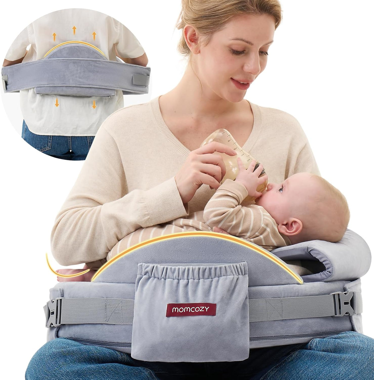 Almohada de Lactancia Momcozy CozyPro | Soporte Lumbar y de Brazo, Guarda de Seguridad |ARTICULO VIENE COMO SE MUESTRA EN LA SEGUNDA IMAGEN CONTIENE 3 PIEZAS