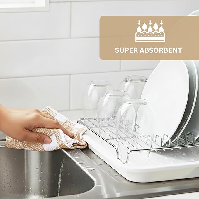 Paños de Cocina Tejido Gofre 100% Algodón | 12x12" | Pack de 8