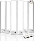 NOTA: Sin Control ni Imanes – Pack 6 Luces LED Bajo Gabinete 12" Recargables, Sensor Movimiento y 3 Colores