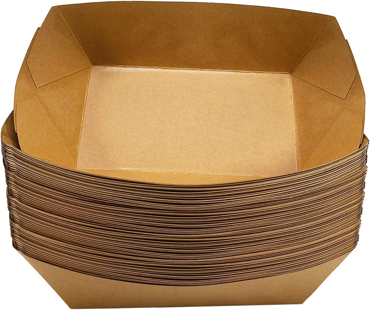 PQZKLDP 50 bandejas desechables para nachos, capacidad de 4 libras, bandejas de papel ecológicas para alimentos, ideales para fiestas, catering y eventos.