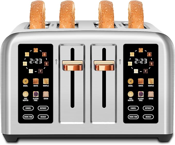 Tostadora con Pantalla Táctil LCD 4 Rebanadas y Control Dual Independiente