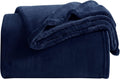 Manta polar KMUSET tamaño individual, azul marino, ligera, supersuave, acogedora, lujosa, de microfibra, de fábrica.