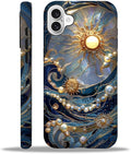 ZHEGAILIAN Funda para iPhone 16, The Sun Shines On The Waves para carcasa rígida 2 en 1 + silicona suave, a prueba de golpes, funda protectora contra caídas para iPhone 16