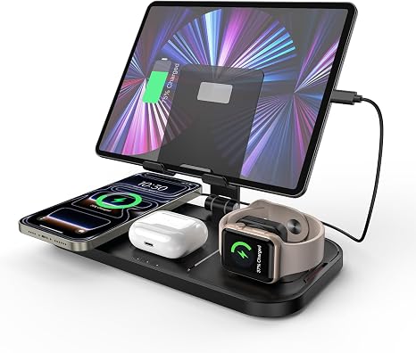 Cargador Inalámbrico 4 en 1 para Apple — iPhone 17/16/15, AirPods Pro 2, iPad y Apple Watch Series 10/9/8