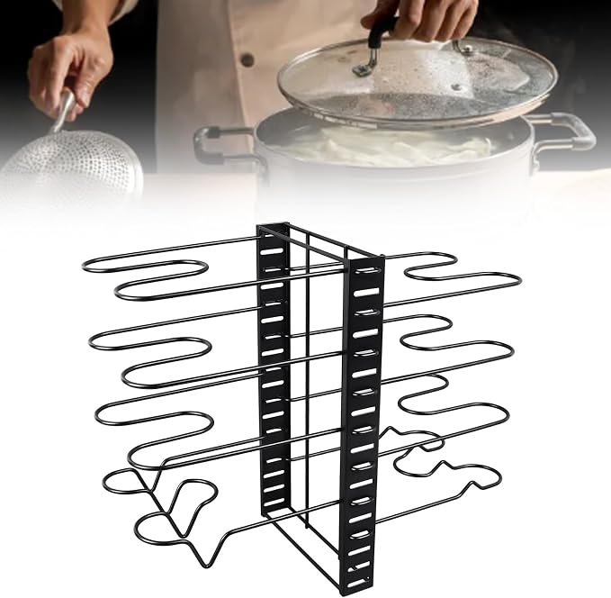 Estante para ollas y sartenes, organizador vertical ajustable para ollas y sartenes para encimera de cocina