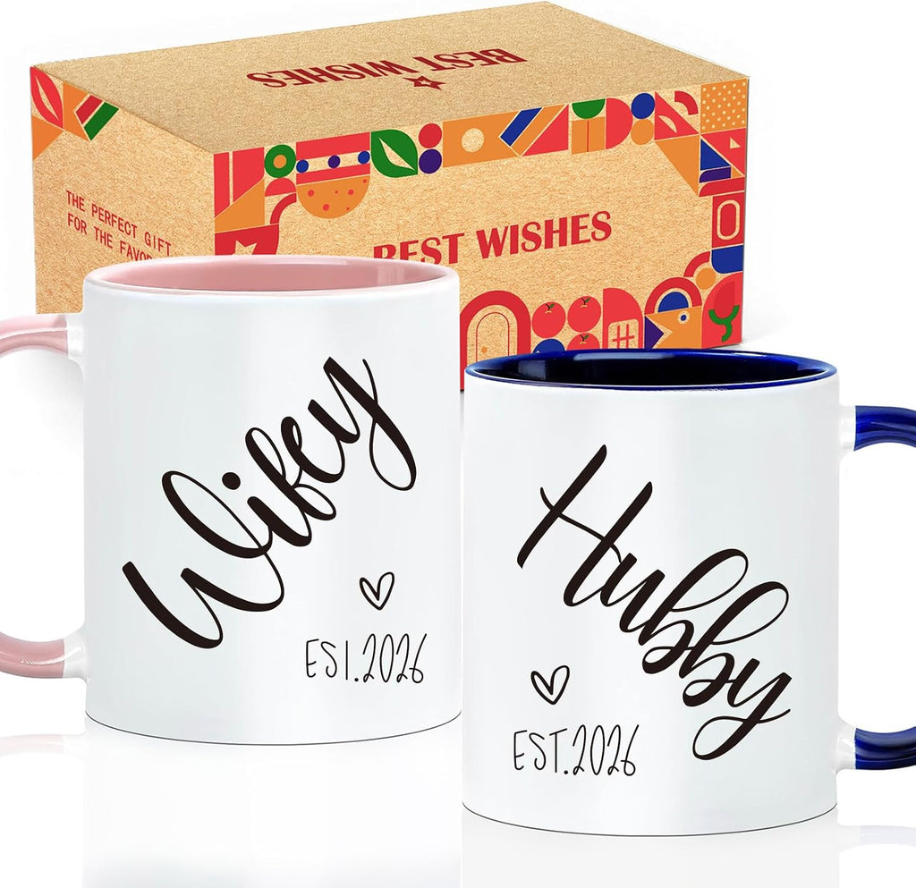Juego de Tazas FNWSJ para Marido y Mujer – Regalo de Boda para Parejas, Set de 2