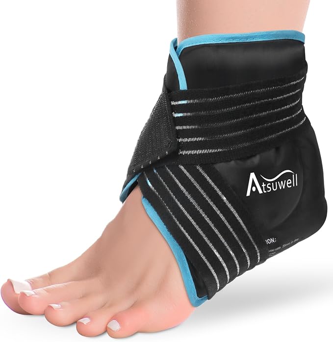 Atsuwell Combo de bolsas de hielo para cuello, hombros y tobillo, terapia de compresión fría para hinchazón, moretones, esguince