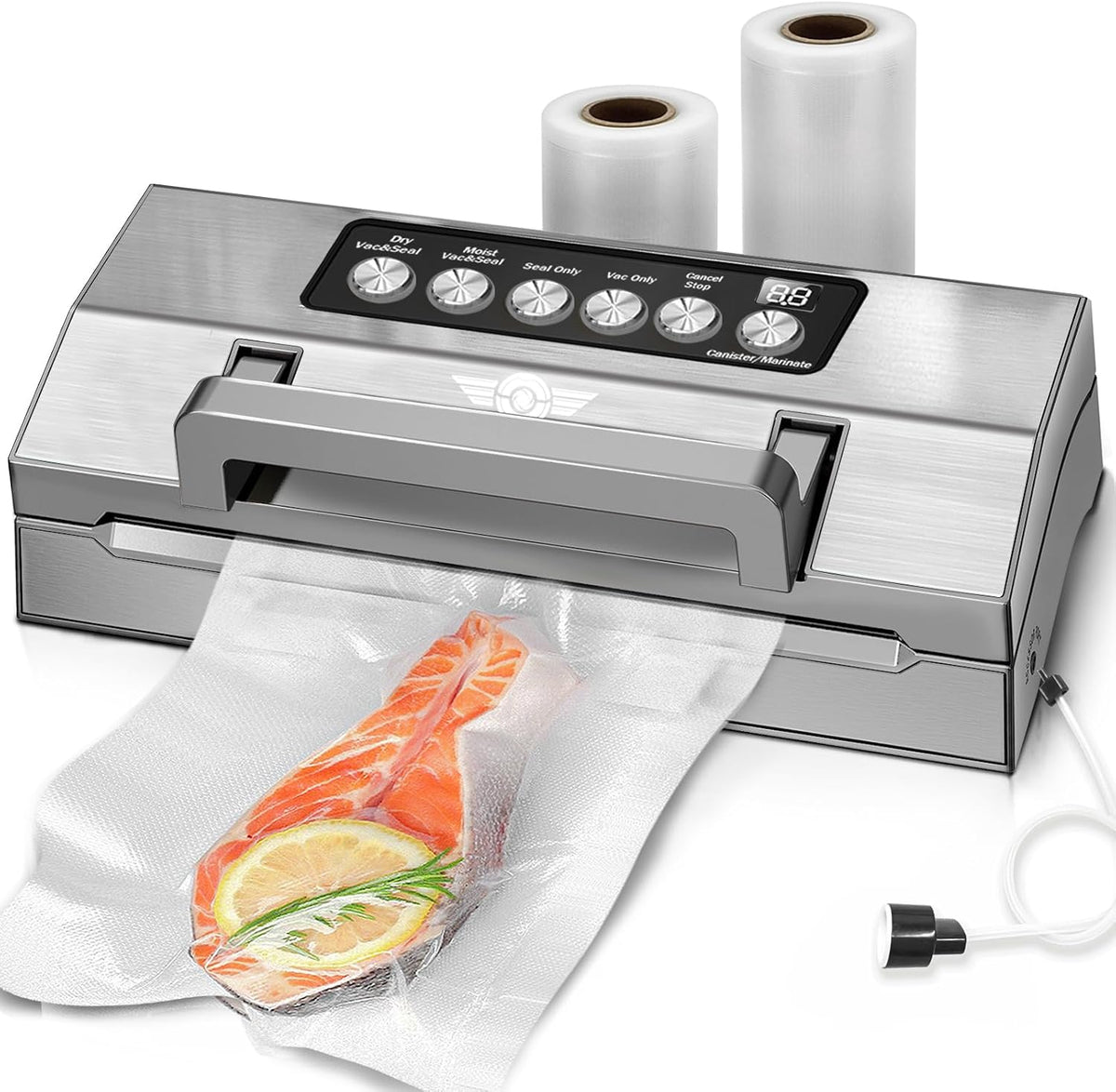 Selladora de Alimentos al Vacío POWOT | Sistema Automático de Precisión | Comercial | Doble Sellado Térmico | Manija Easy-Lock | Cortador Integrado