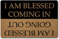Alfombra de Bienvenida con Respaldo Antideslizante 23.6x15.7 pulgadas | Tapete Divertido de Decoración para Entrada Interior (I AM Blessed Coming in and Going Out)