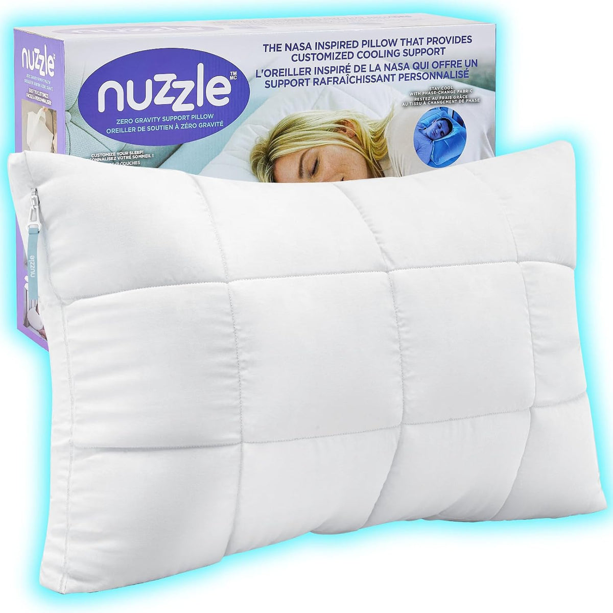 Almohada Ajustable Nuzzle Firme | Tamaño Estándar Colección Hotel | Altura Ajustable Suave y Refrescante | Para Dormir de Espalda, Estómago o Lado