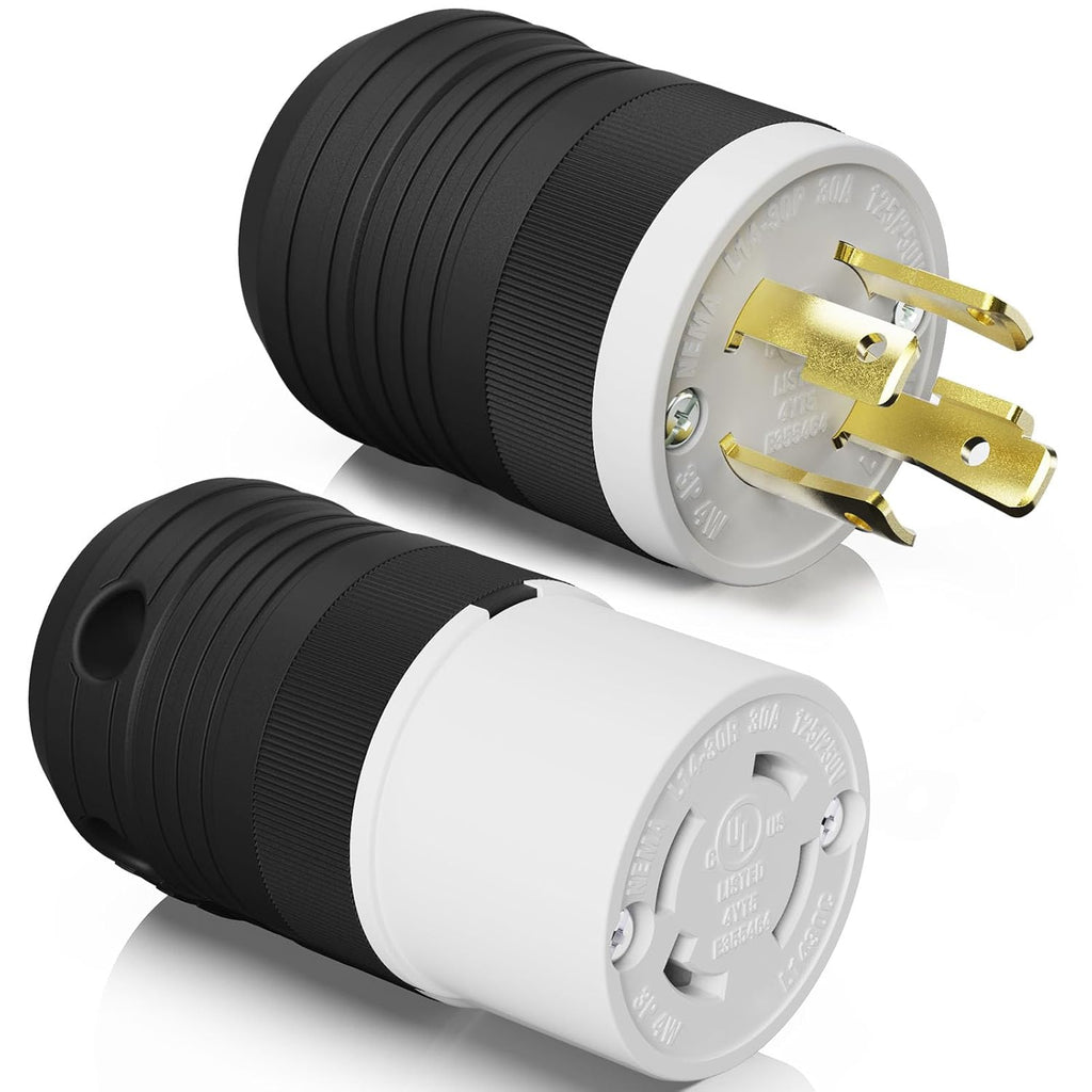 AIDA Enchufe y Conector NEMA L14-30P y L14-30R | Adaptador Twist Lock Macho y Hembra para Generador | 30 Amp, 125/250V, 3 Polos 4 Hilos | Certificado UL