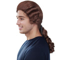 Peluca Colonial Marrón Miss U Hair para Hombres | Larga, Ondulada y con Polvo — Cosplay, Fiestas y Disfraces