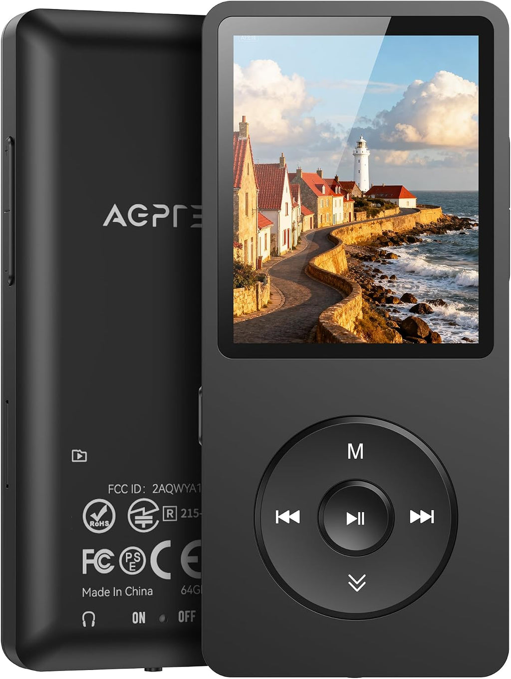 SOLO VIENE EL MP3 SIN ACCESORIOS-Reproductor MP3 AGPTEK A02PL de 64 GB, 70 horas de reproducción, sonido sin pérdidas, compatible con tarjetas de hasta 128 GB (negro).